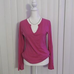 Gap pink long sleeve V neck shirt